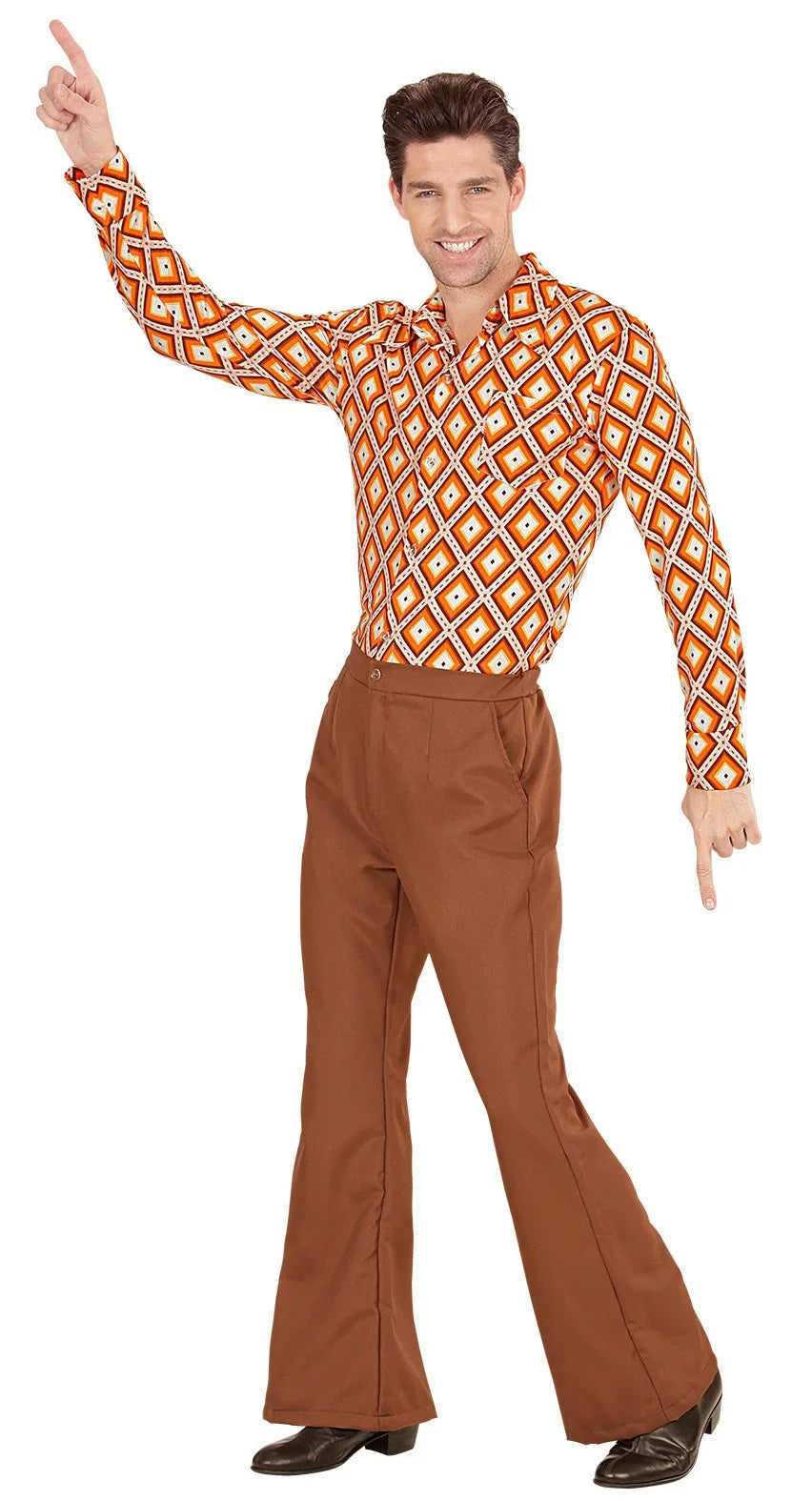 Pantalón de Campana Años 70 Marrón para Hombre Complementos Años 60, 70, 80 Widmann